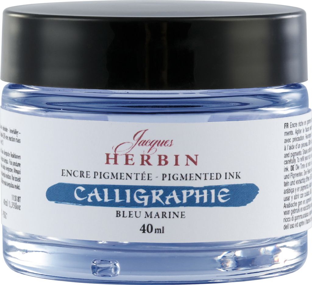 Jacques Herbin 3x Pigmentierte Kalligrafietine 40ml - Marineblau 11318T