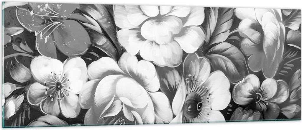 Bilder auf glas - Blume Blumenstrauß Blatt - 140x50cm - Glasbilder - Wandbilder - Kunstdruck - zum Aufhängen bereit - Wanddekoration aus Glas - G...