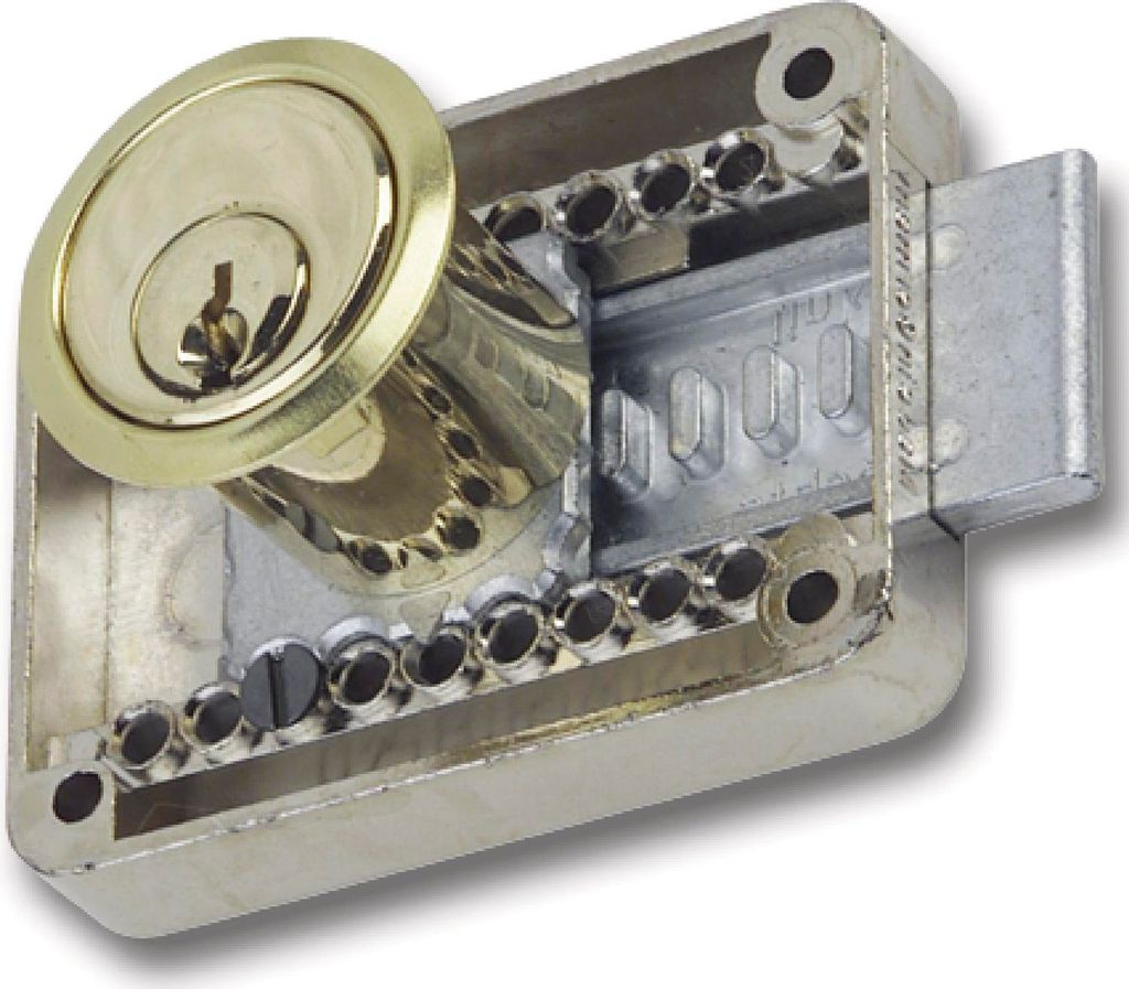 JuNie 2828 Zylinder-Kastenschloss verschiedensperrend, Zylinder Messing poliert