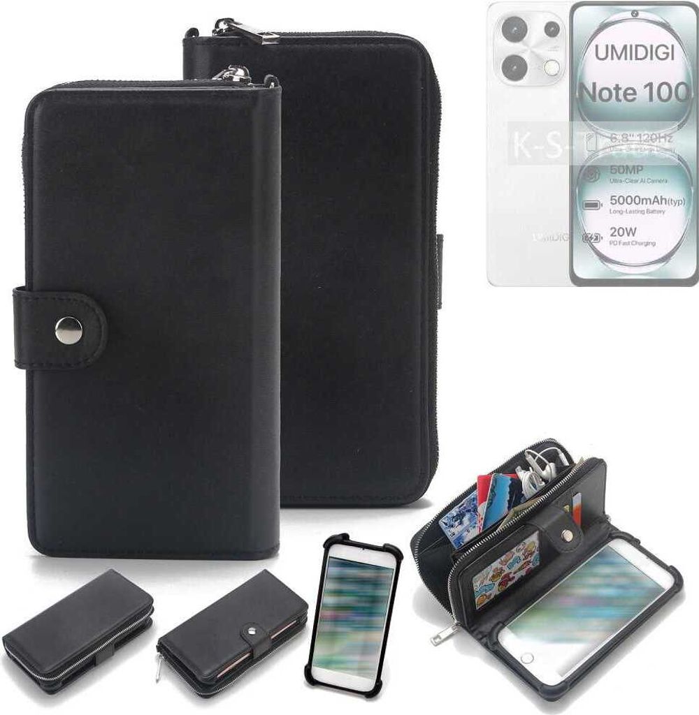 K-S-Trade 2in1 Handyhülle Schutzhülle kompatibel mit UMIDIGI Note 100A & Portemonnee Cover Handy Hülle Case Etui Geldbörse Wallet Bookstyle