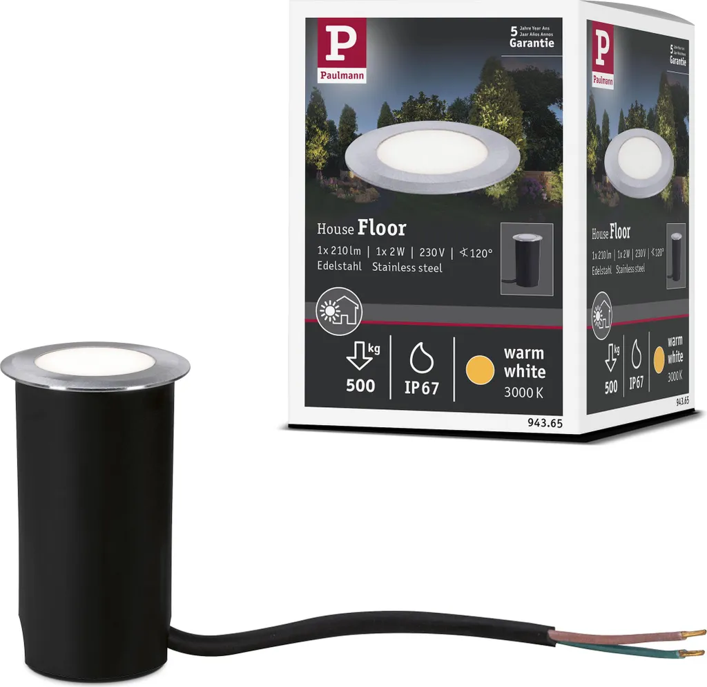 Paulmann House Lampada Incasso Pavimento LED Esterno Bianco Caldo IP67