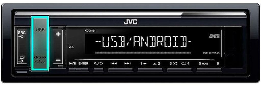 JVC KD-X161, Schwarz, 1 DIN, 200 W, 50 W, 4 Ohm, Drehregler Produktbild 