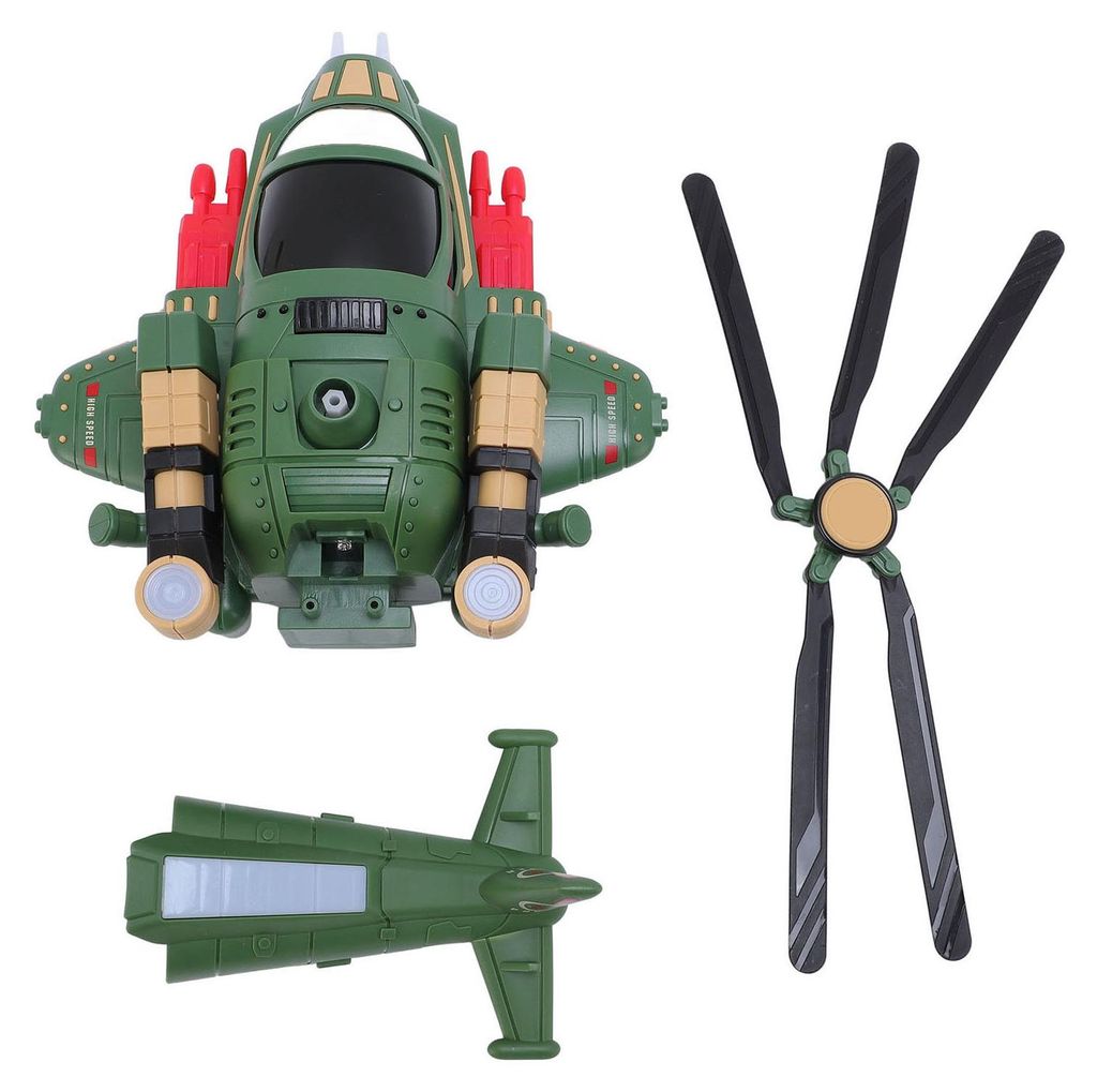 Hubschrauber-Flugzeug, das ein Kampfflugzeug verwandelt, Spielzeug mit Musical und Lichtern für Kleinkinder