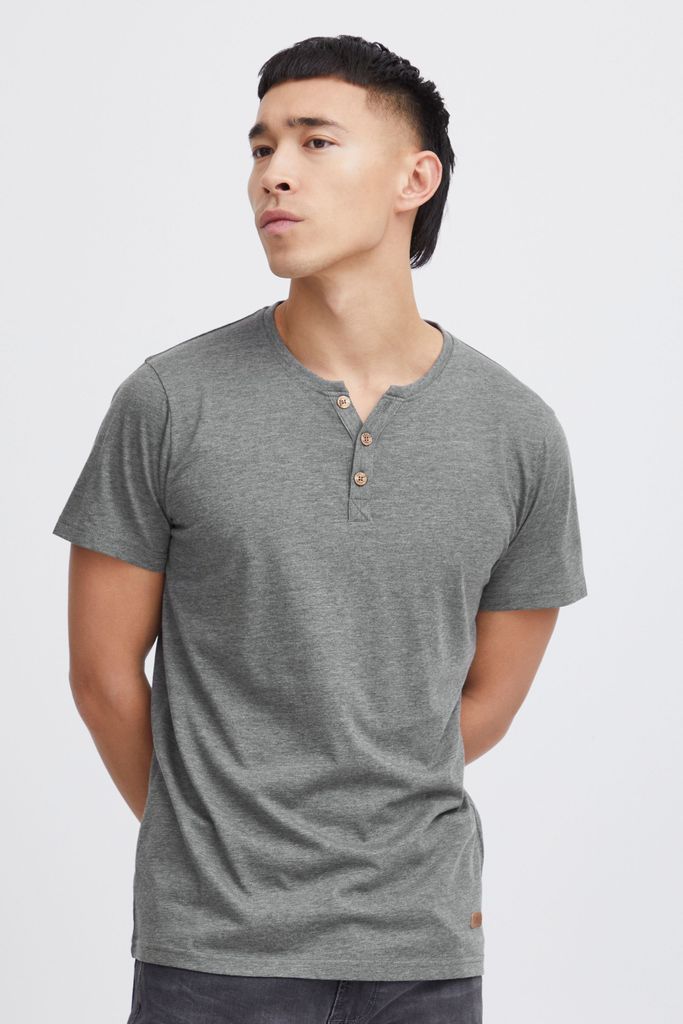 SOLID SDVolker Herren T-Shirt Kurzarm Shirt mit Grandad-Ausschnitt und Knopfleiste Baumwollmischung Regular fit