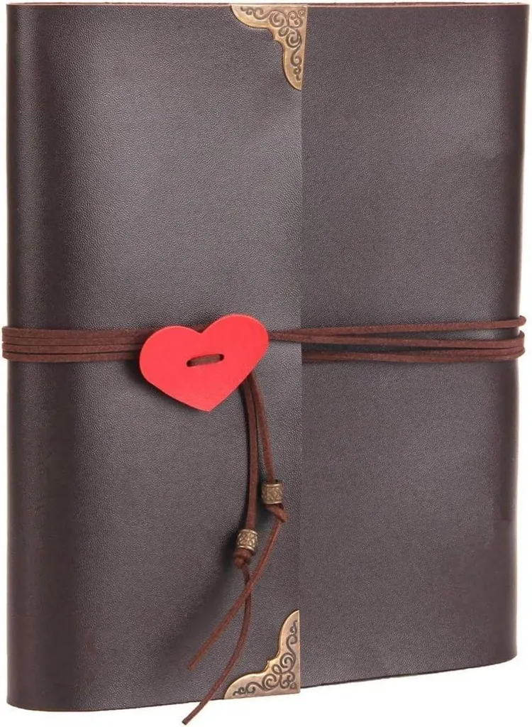 Album Photo Cuir DIY Vintage - Scrapbook Artisanal avec Pages Kraft Noir