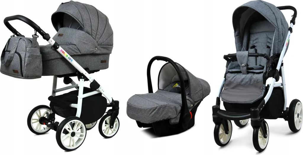 Poussette Combinée 3-en-1 BabyLux Color Lux : Robuste et Ultra Maniable