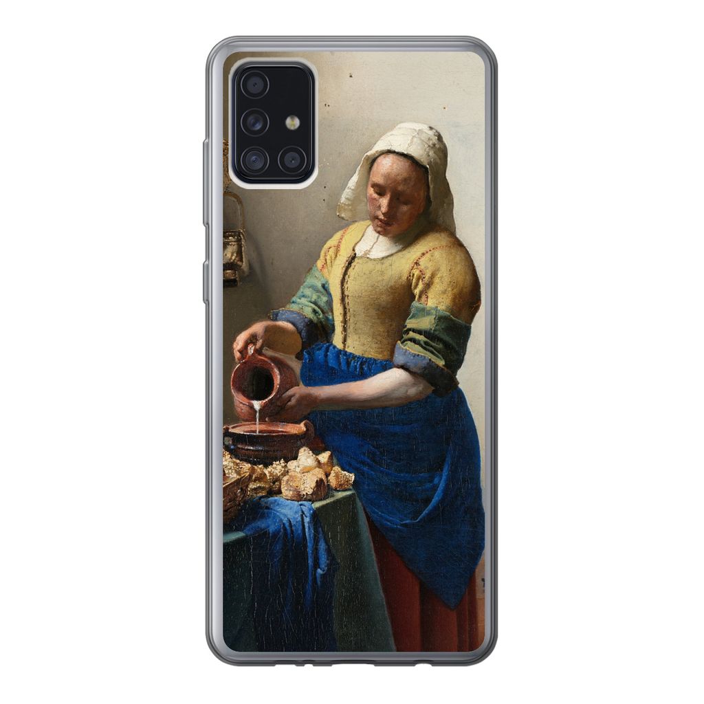 MuchoWow Handyhülle Schutzhülle Hülle für Samsung Galaxy A52 5G Das Milchmädchen - Johannes Vermeer Silikon Softcase Handy Hülle - Umschlag