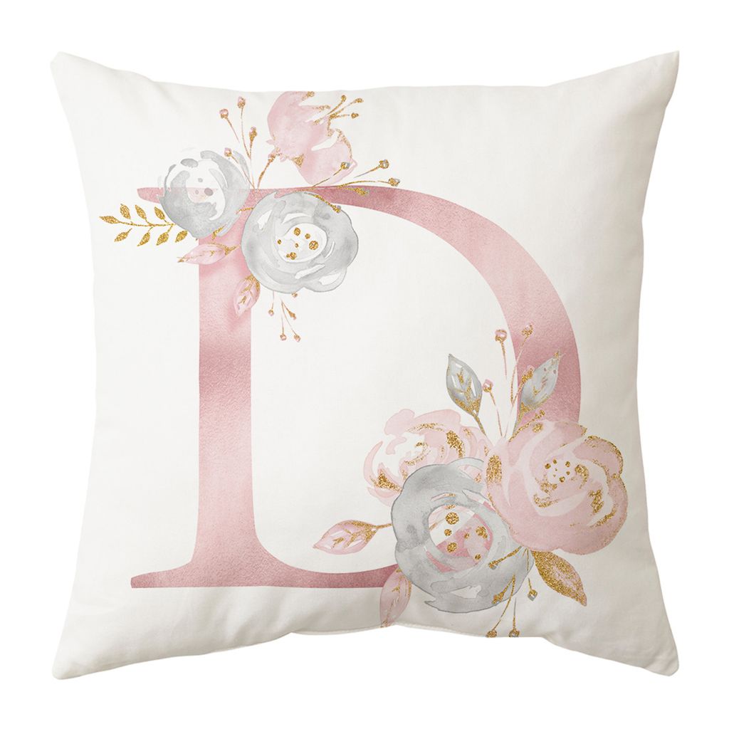 Kissenhülle staubdestfische romantische kurze Samt Anti-Verfassungsbuchstaben rosa Blumenwurfkissenbedeckung Nachbildung täglich-D