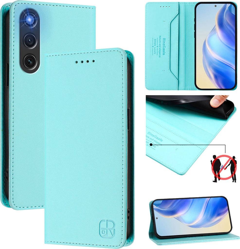 Lederhülle für ZTE nubia RedMagic 10 Air Hülle Flip Brieftasche Kartenfächern Ständer Schutzhülle Türkis