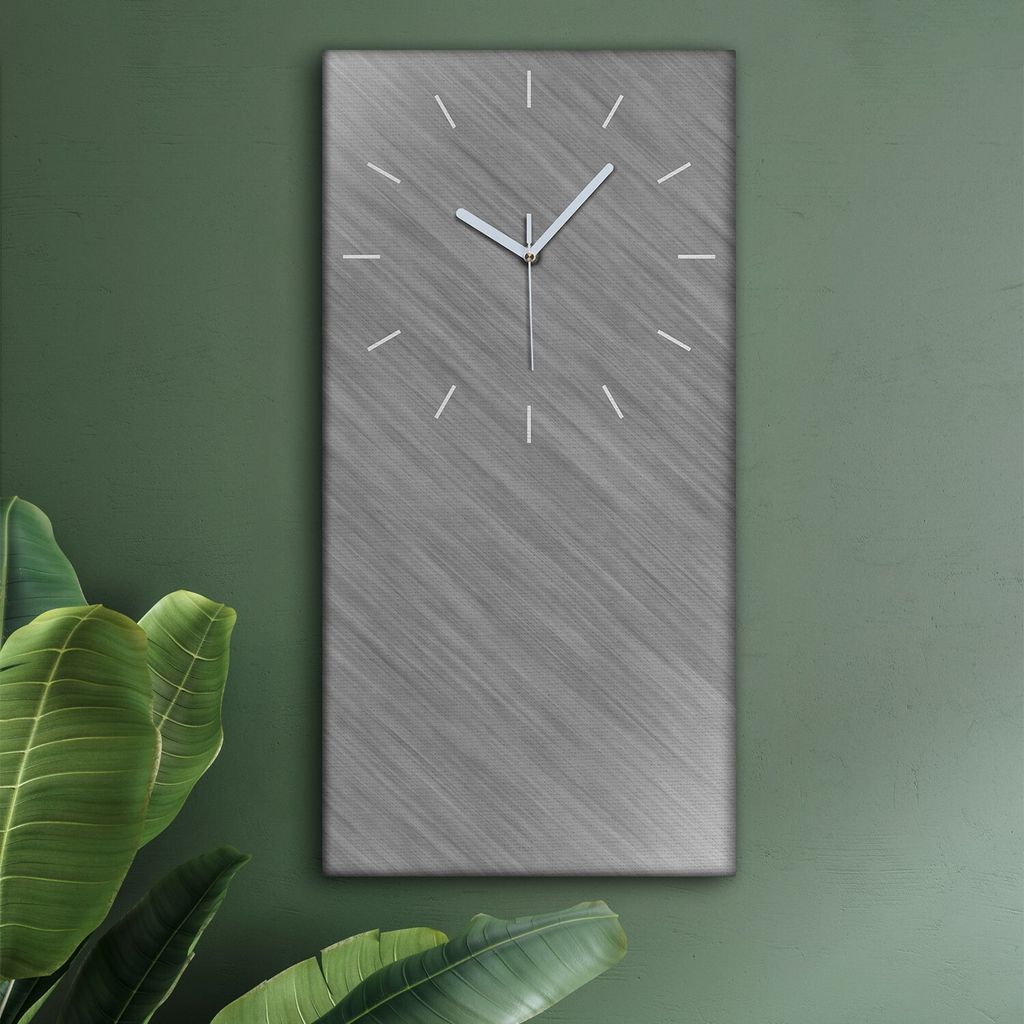 Wohnzimmer Leinwand Uhr Geräuschlos Küche 30x60 Metall, Stahl, Motive, Texture, weiße Zeiger