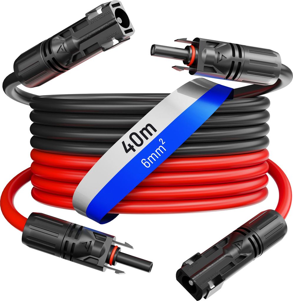 hb-digital 2x 40m Solarkabel 6mm2 mit Solar Stecker Solar Verlängerungskabel