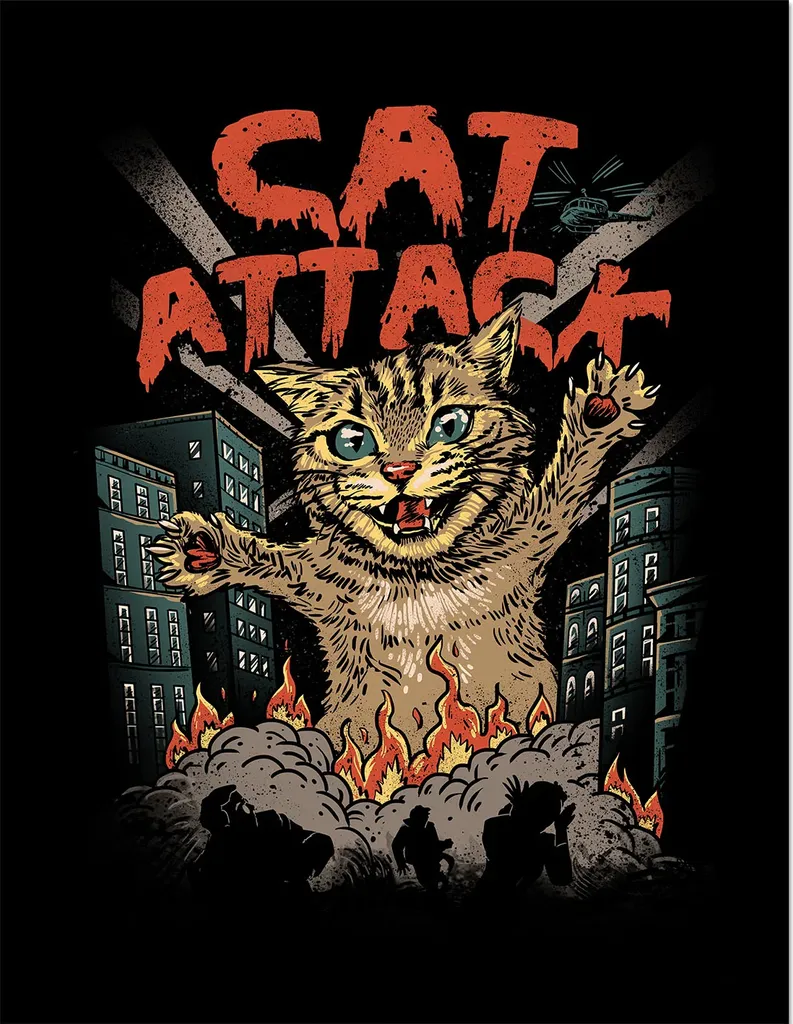Vincent Trinidad Cat Attack Poster Incorniciato 40x30 cm - Arte Pop Giapponese