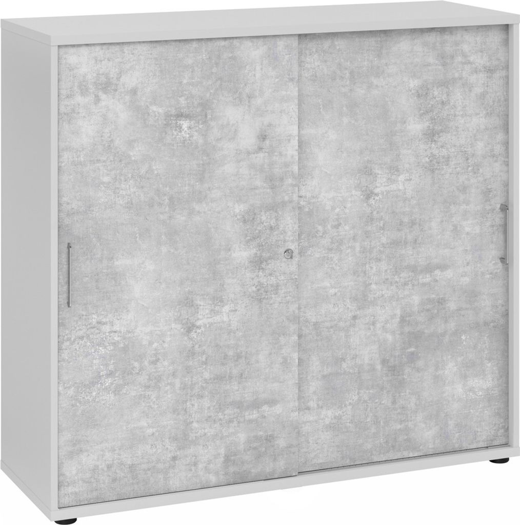 Büroschrank Aktenschrank Schiebetürenschrank Modell 1753S 5/M= Grau/Beton