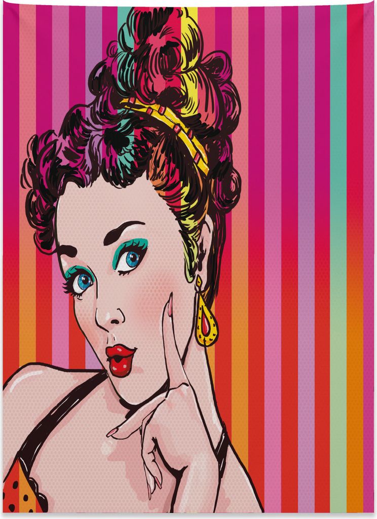 Abakuhaus Kunst Wandteppich, Blaue Augen Frau Pop Art aus Produktbild 
