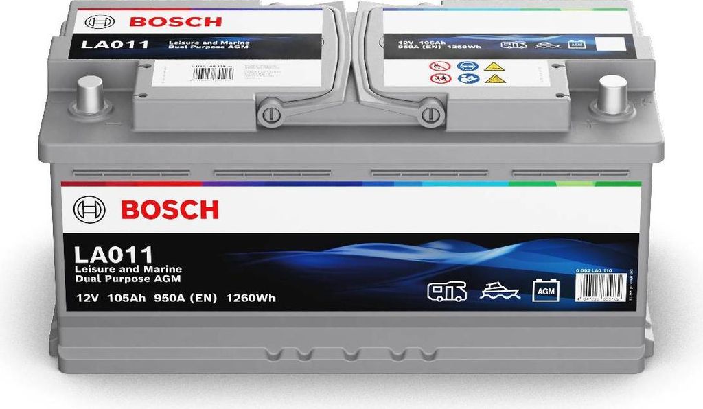 Bosch LA011 Dual AGM Starter-, Versorgungsbatterie 12V 105Ah 950A