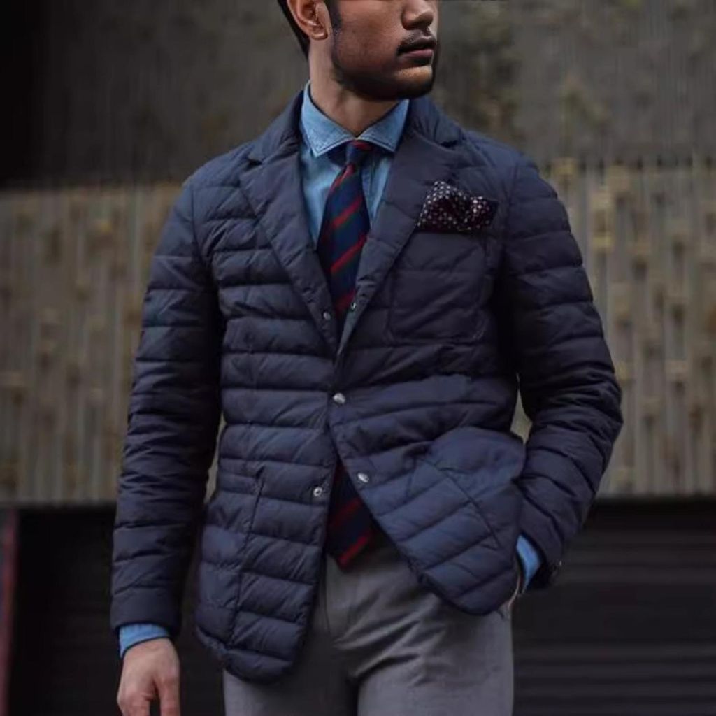 Winter Warme Herren Wattierte Jacke, Klassischer Slim Fit Winterjacke für Herren, Farbe: Dunkelblau, Große: 3XL