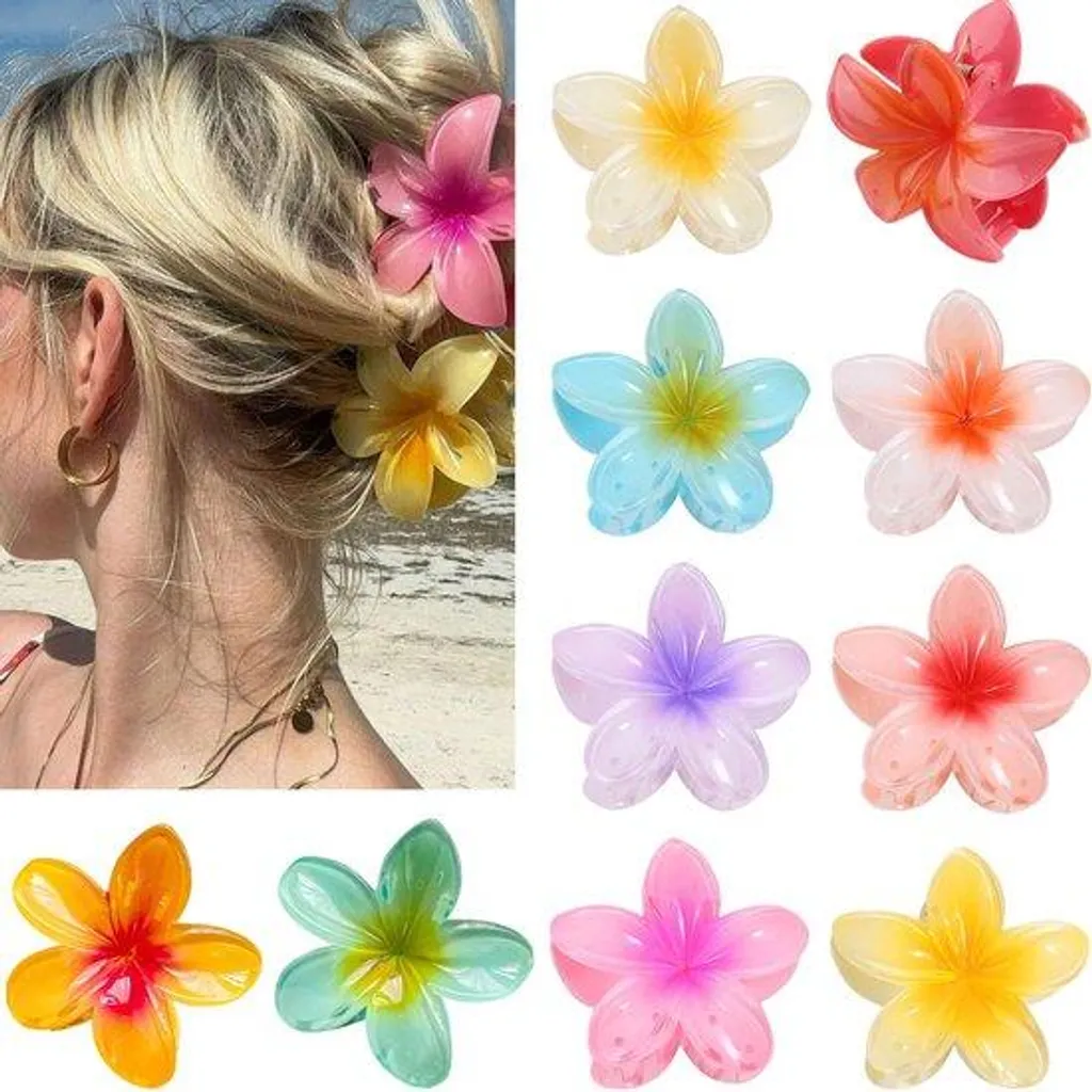 Pinces à Cheveux Fleurs Format XXL - Set de 10 Barrettes Multicolores
