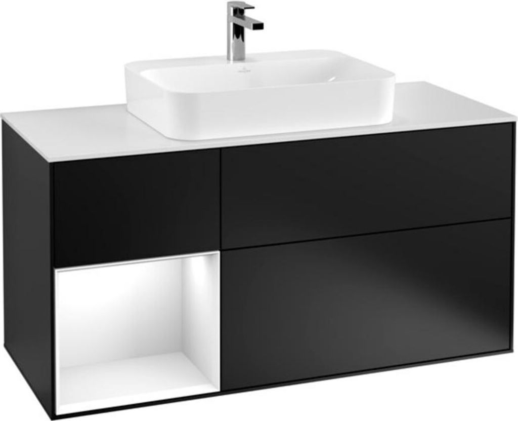 V&B Waschtischunterschrank Finion 120cm, Pl w m, Rg l g wh. Lac, bla m Lac