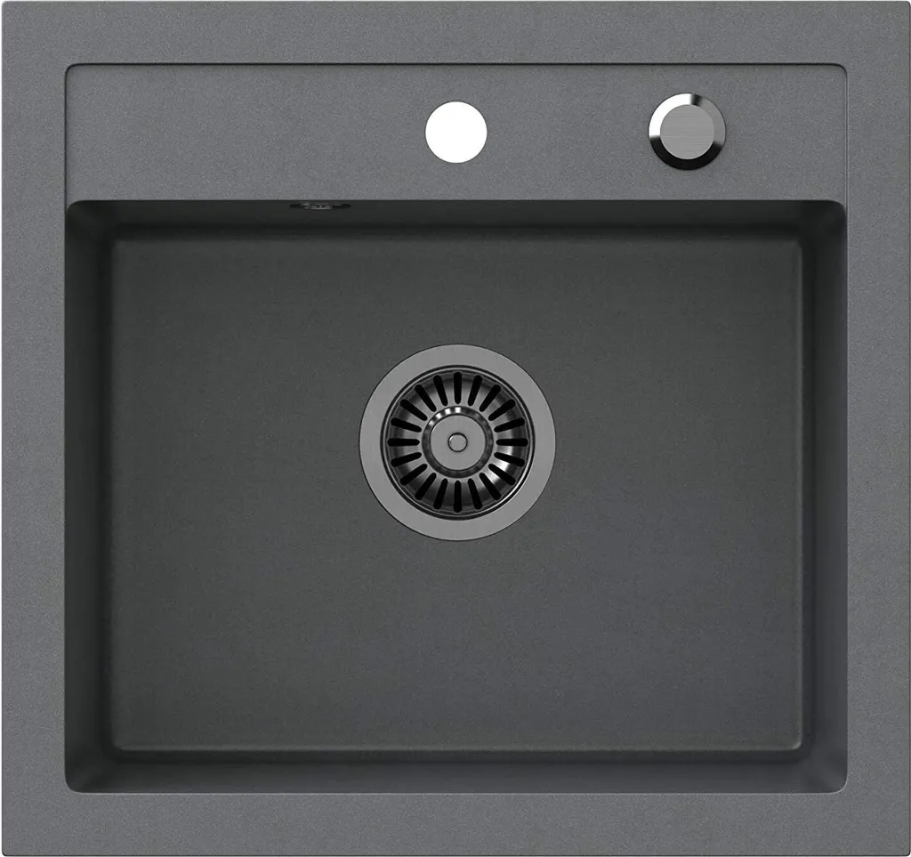 Lavello Cucina VBChome 50x47 cm Grigio Granito Composito Monovasca Incasso