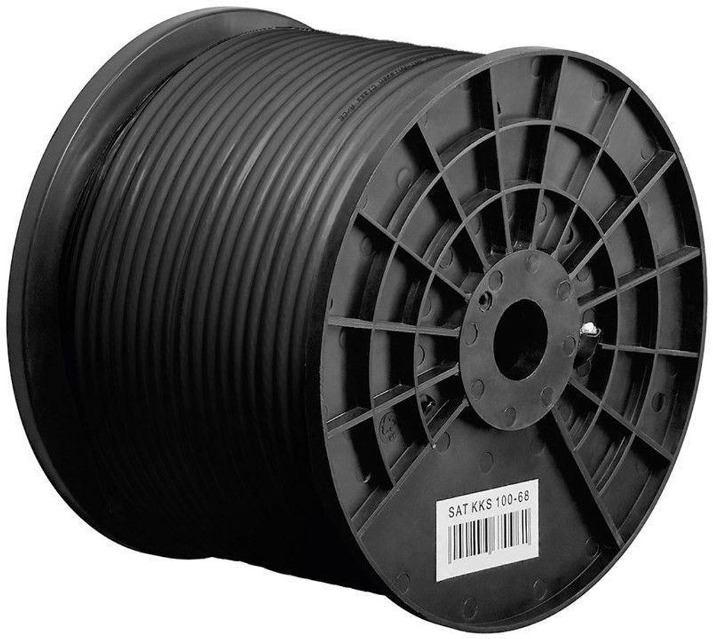 Koaxial Kabel 100 Meter Länge 100 dB, doppelt geschirmt, auch für Outdoor geeignet, digitaltauglich für HDTV