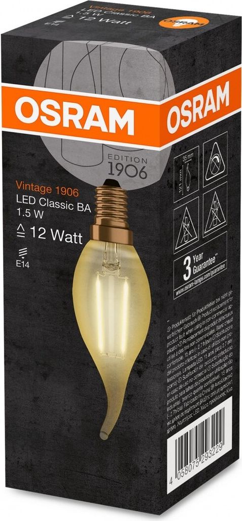 Osram LED Filament Vintage 1906 Windstoßkerze 1,5W = 12W Produktbild 