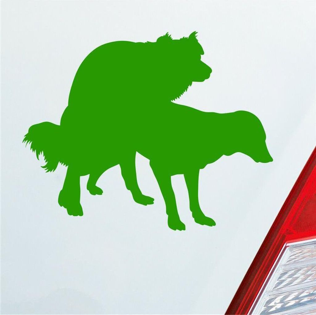 Auto Aufkleber Hunde decken Spaß Liebe Paaren Dog 12,5x10 cm Hellgrün Sticker Heckscheibenaufkleber