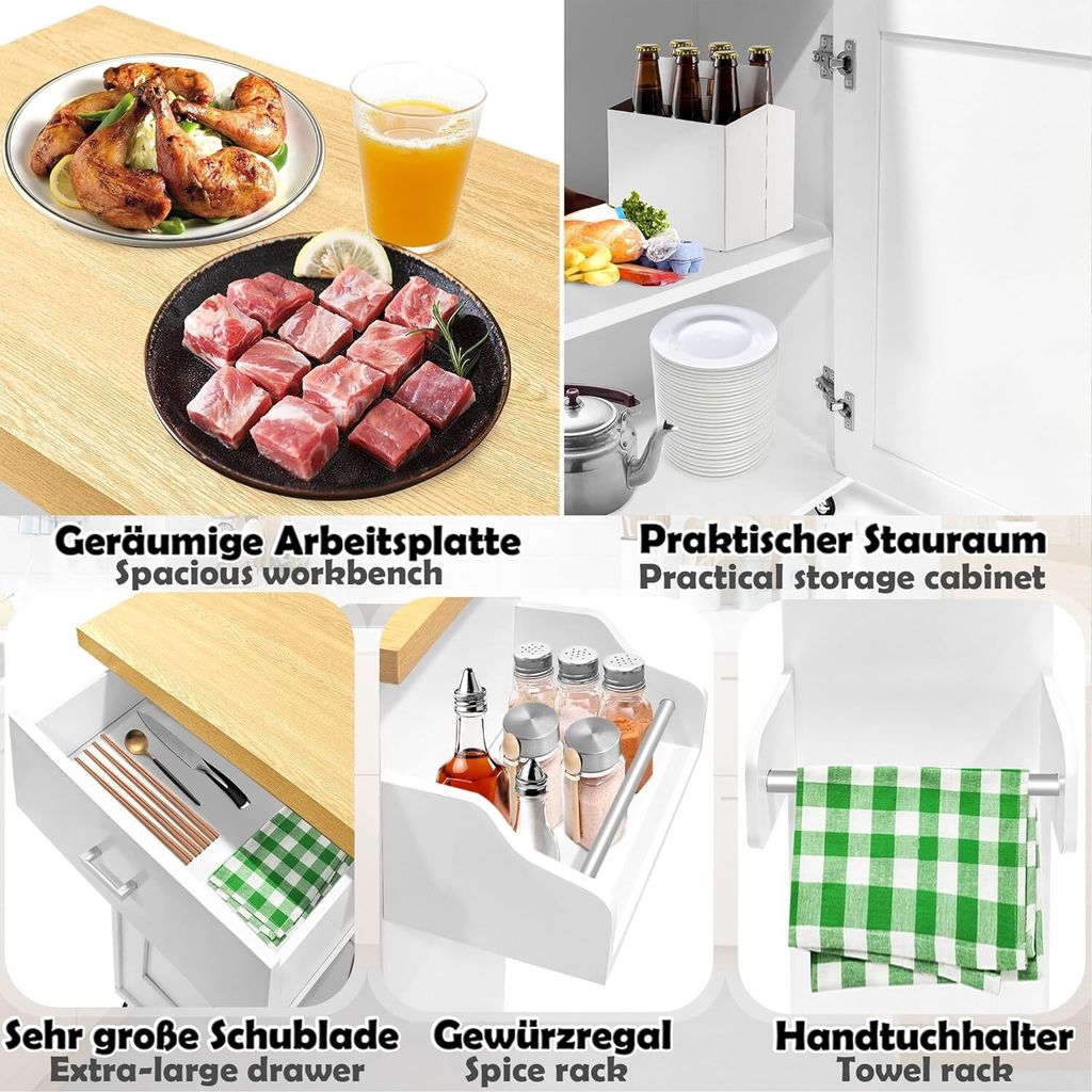 ACXIN Kuchynský vozík na kolieskach Kuchynská skrinka so Obrázok produktu 2