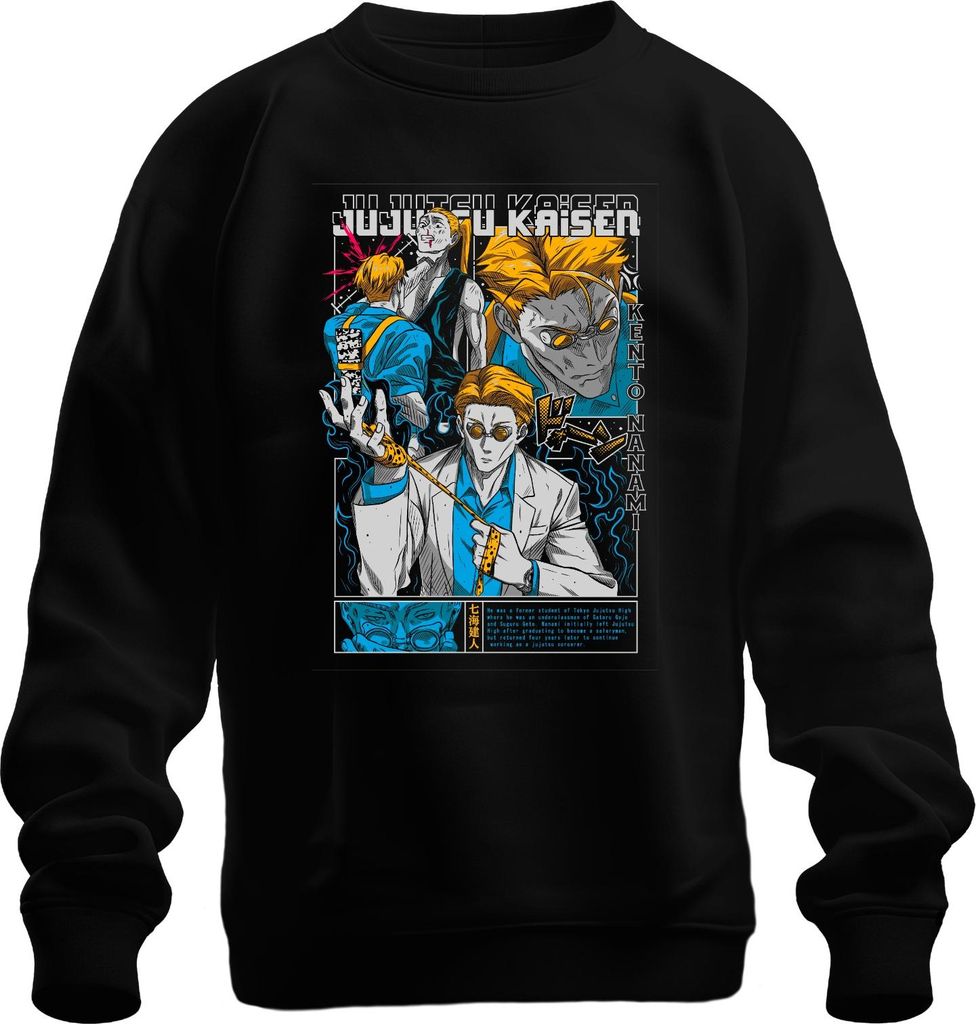 Jujutsu Kaisen Kento Nanami Anzug Brille Anime Manga Geschenk Uni Sweatshirt Pullover, Schwarz, 3XL