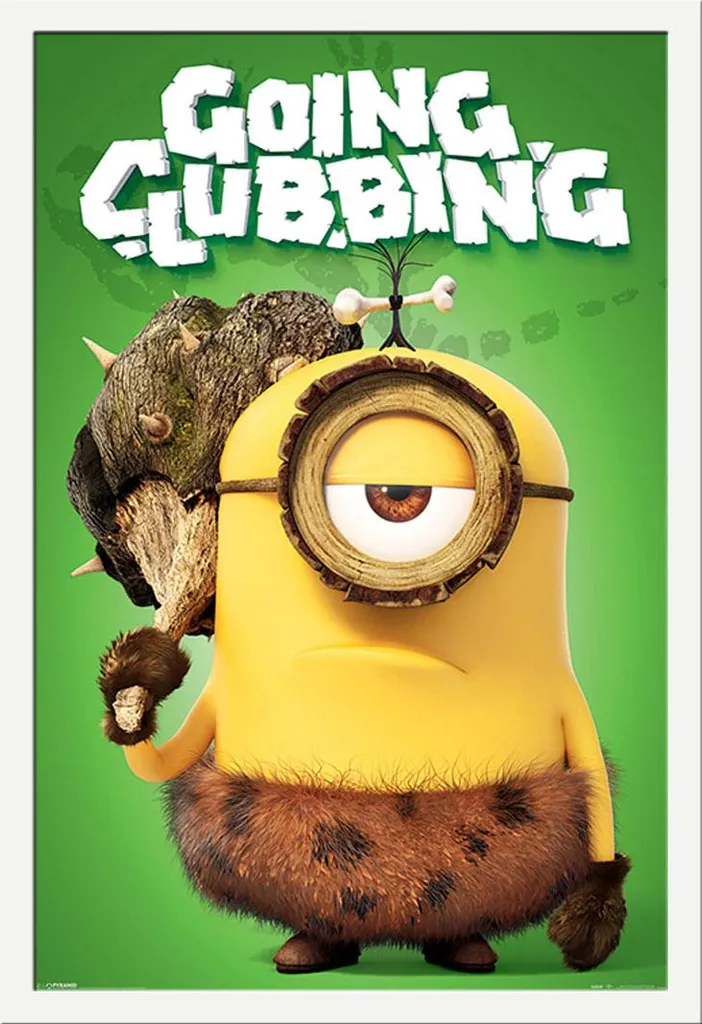 Poster Minions Going Clubbing avec cadre Shinsuke Maxi MDF blanc 61x91