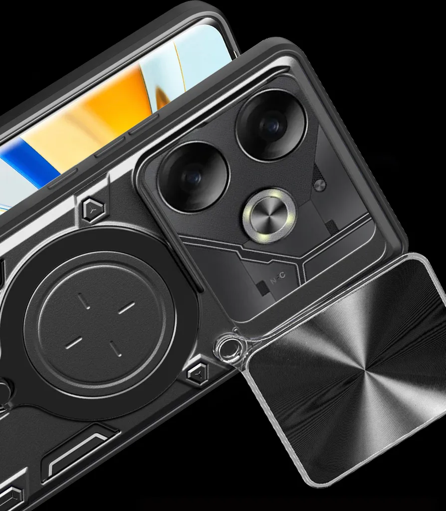 Custodia Tecno Pova 6 4G: Cover Blindata Argento con Anello e Protezione - 7