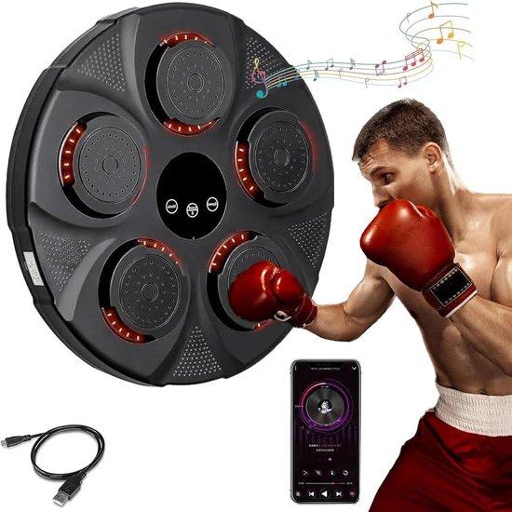 Elektronische Boxing machine met LED, zwart, USB oplaadbaar, kinderen en volwassenen