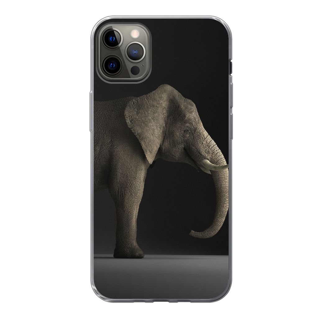MuchoWow Handyhülle Schutzhülle Hülle für iPhone 12 Pro Max Elefant - Tiere - Licht Silikon Softcase Handy Hülle - Hartschale