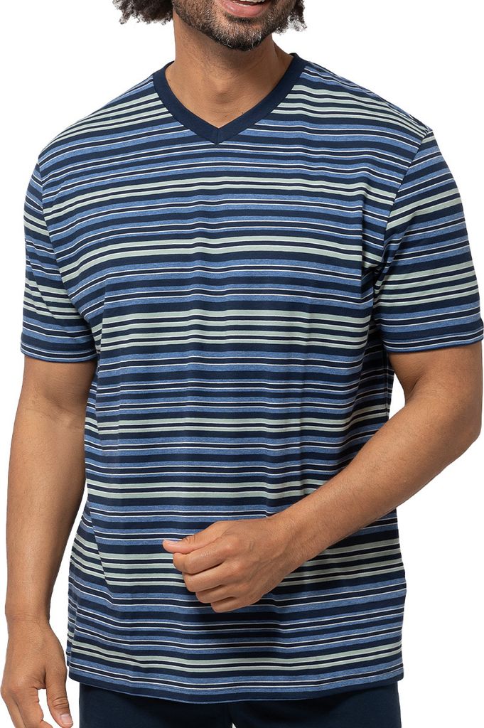 Ammann Organic Baumwolle - Mix & Match Schlafanzug Oberteil Im Streifen-Design, Bequemer Schnitt, Natürliches Material