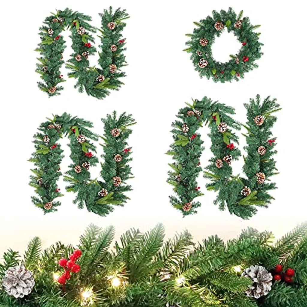 Guirlande de Noël TRMLBE 8m Type B avec 150 LEDs et Pommes de Pin