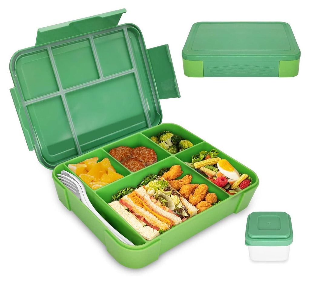 Brotdose Kinder mit Fächern 1300ml Lunchbox Schule Grün Produktbild 