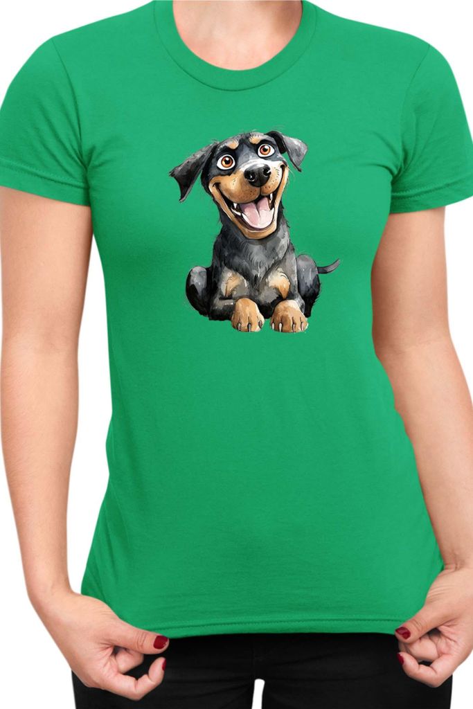 Damen T-Shirt Funny Dogs Breeds Rottweiler Dog Breed, Lady XS / Grün
