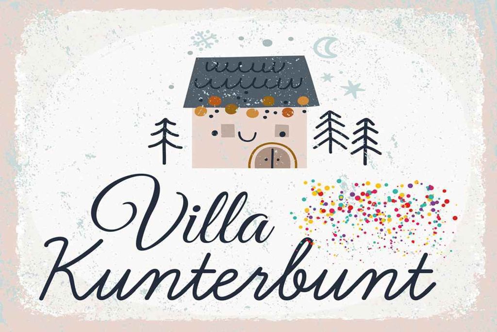 vianmo Holzschild 20x30 cm Haus Villa Kuntebunt bunt