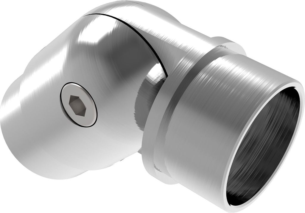 A close-up studio shot of a metal elbow joint fitting.