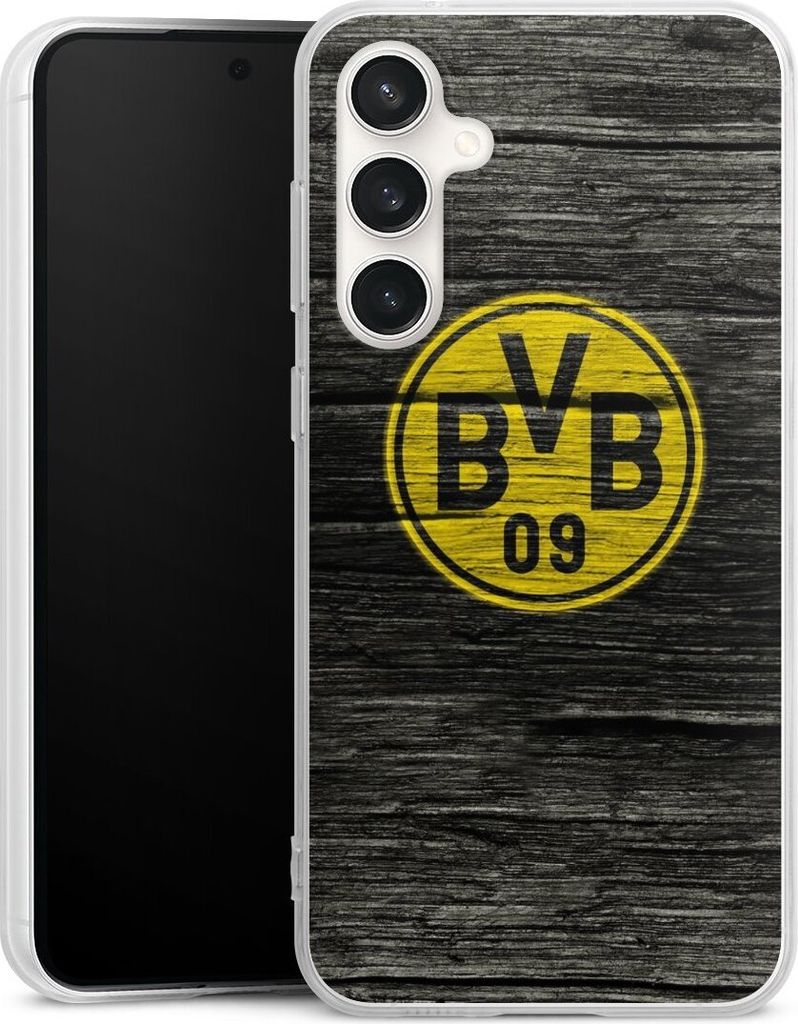 DeinDesign Handyhülle für Samsung Galaxy S23 FE Silikon Hülle Case Smartphone Schutzhülle BVB Borussia Dortmund Holzoptik