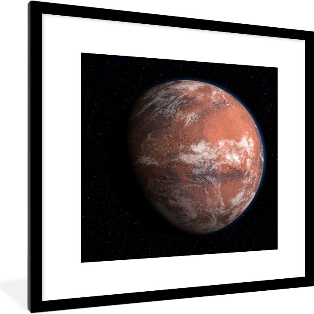 MuchoWow Gerahmtes Poster Zukunftsprojektion des Mars mit Atmosphäre und Eis. 40x40 cm - Poster mit Schwarzem Bilderrahmen Wandposter Rahmen Fot...