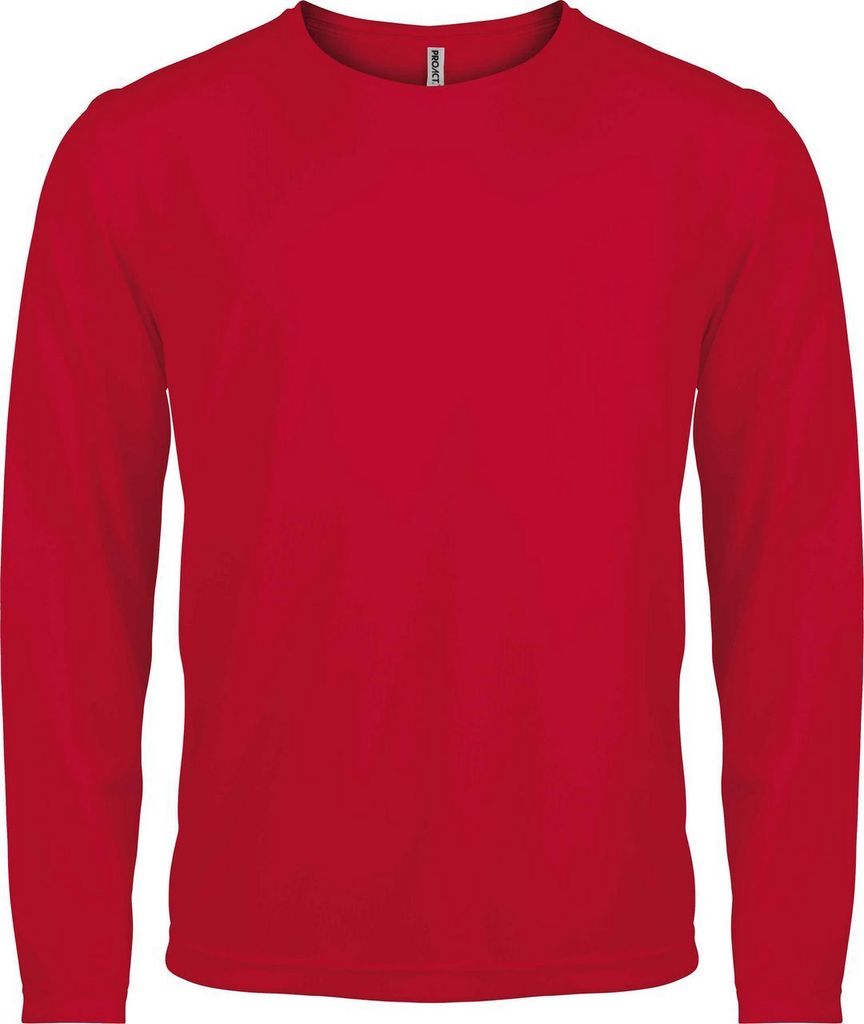 Proact Herren Sport Langarmshirt Laufshirt Sportshirt Longsleeve, Größe:S, Farbe:Rot
