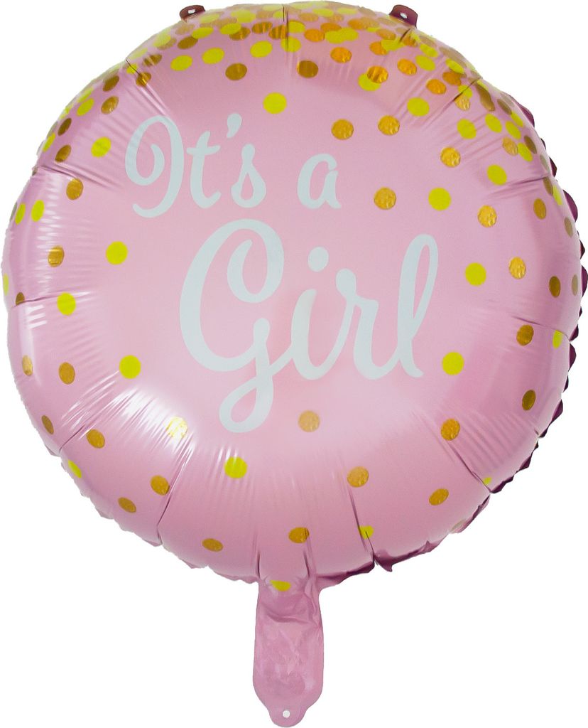 Oblique Unique Folien Luftballon It's a Girl! Folienballon für Baby Shower Party Deko Geburt Mädchen rund - rosa