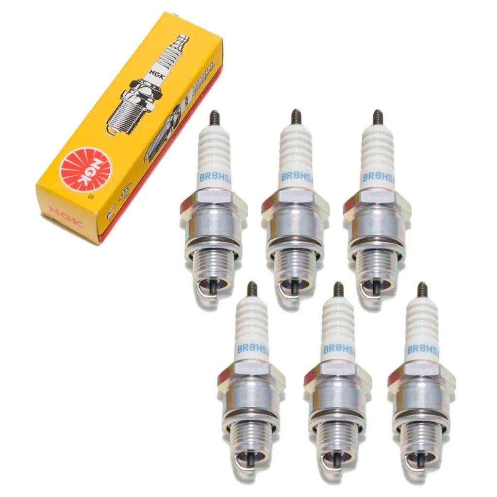 Set di candele di accensione NGK 6x BR8HSA con soppressione delle interferenze, filettatura corta 12,7 mm Ø 14,0 mm esagono 20,8 mm, distanza tra gli elettrodi 0,75 mm, potere calorifico 8, 5539