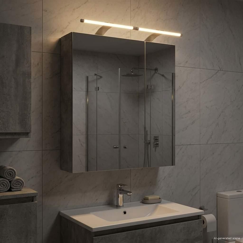 Badezimmerspiegelschrank mit Regal Beton Grau 60 x 14,5 x 70 cm - Badspiegel DE1800
