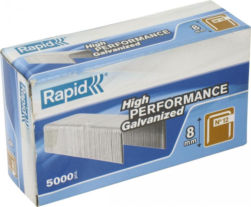 Rapid 40100518, Klammerpack, 8 mm, Befestigung, 5000 Heftklammern, Metallisch, Leder