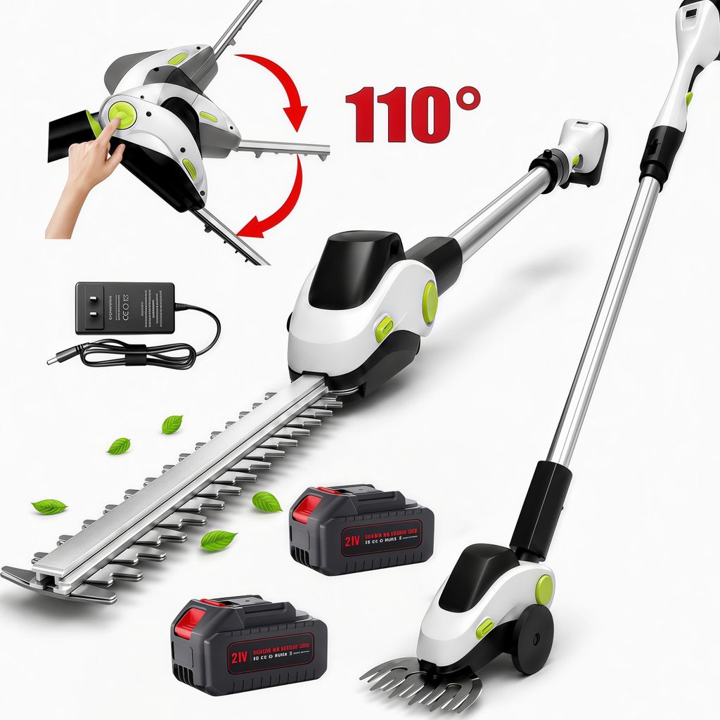 3-in-1 Akku Heckenschere,110°drehbarer Kopf,Elektrische Produktbild 