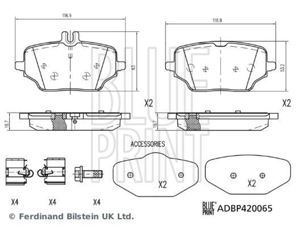 BLUE PRINT Bremsbeläge Satz Hinten passend für MERCEDES-BENZ GLE (W167) ADBP420065