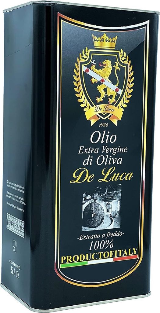Carolea Extra Natives Olivenöl, 100 % italienische Monokultur, kalt extrahiert, hergestellt in Italien, De Luca (5 Liter)