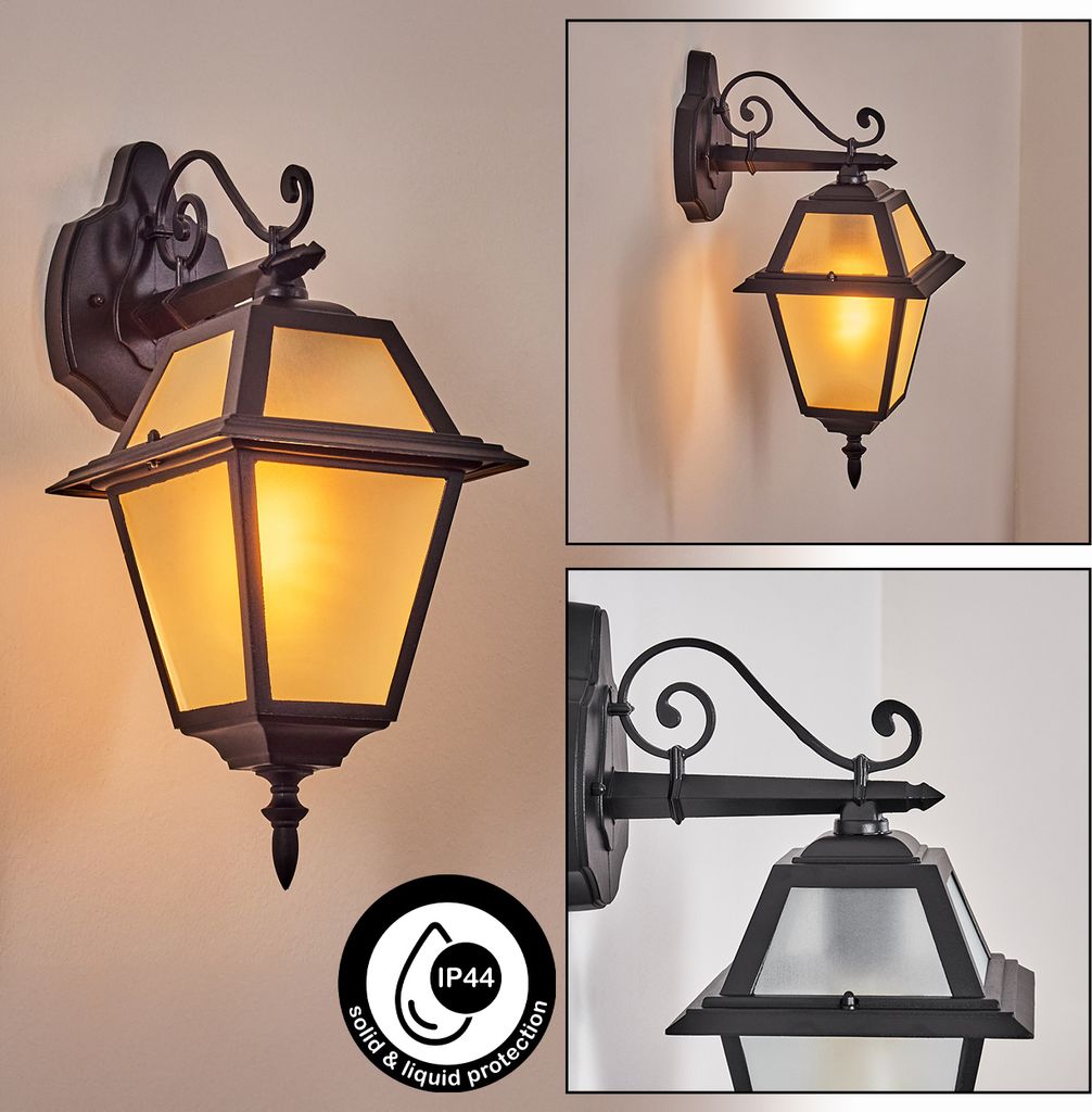 Belluno Außenwandlampe aus Metall/Glas in Schwarz/Klar