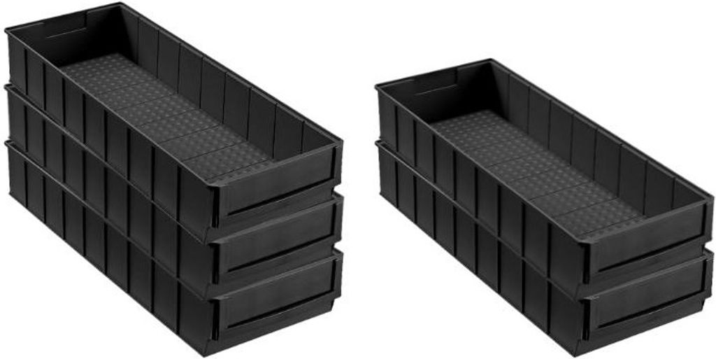 SparSet 5x Leitfähige Industriebox 500 B | HxBxT 8,1x18,3x50cm | 6 Liter | ESD, Sichtlagerkasten, Sortimentskasten, Sortimentsbox, Kleinteilebox